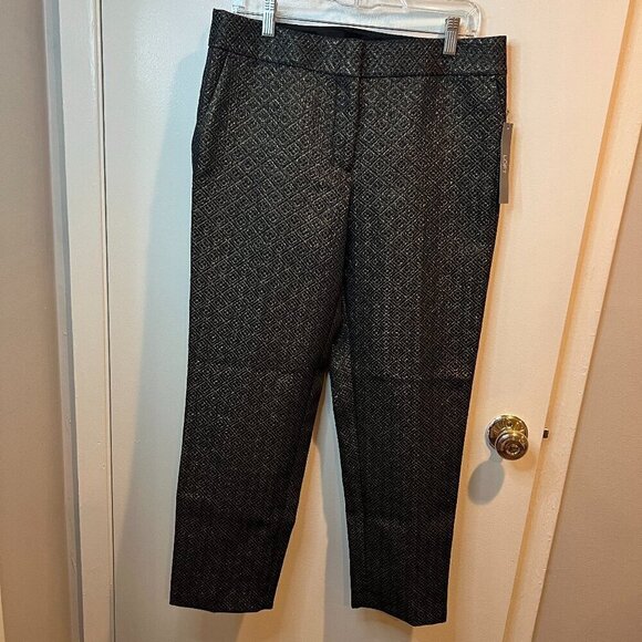 NWT Ann Taylor LOFT Shiny Gold Brocade Jacquard Marisa Ankle Pants, Size 8 - Picture 2 of 16